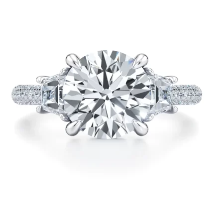 Marissa 5.00 Carat Round Brilliant Lab Diamond Three-Stone Engagement Ring – Ethical Luxury in 14k White Gold