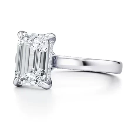Alecia 2.00 Carat Emerald-Cut Lab Diamond Solitaire Engagement Ring with Pavé Band – 14k White Gold Ethical Luxury