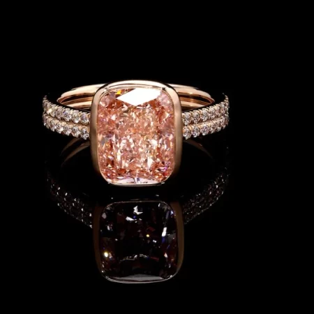 5ct Fancy Vivid Pink Cushion Lab Diamond Ring