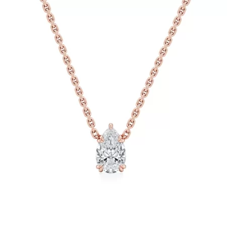 Marissa Pear-Shaped Lab Diamond Pendant – Hidden Pavé Halo, 18k Rose Gold
