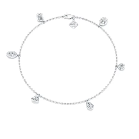 Celeste Mixed Shape Bezel-Set Lab Diamond Charm Bracelet – 14k White Gold | Ethical Luxury Fine Jewelry