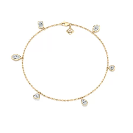 Celeste Lab Diamond Charm Bracelet – Bezel-Set Mixed Shape Diamonds in 14k White Gold | Ethical Luxury Fine Jewelry by Ella Landon