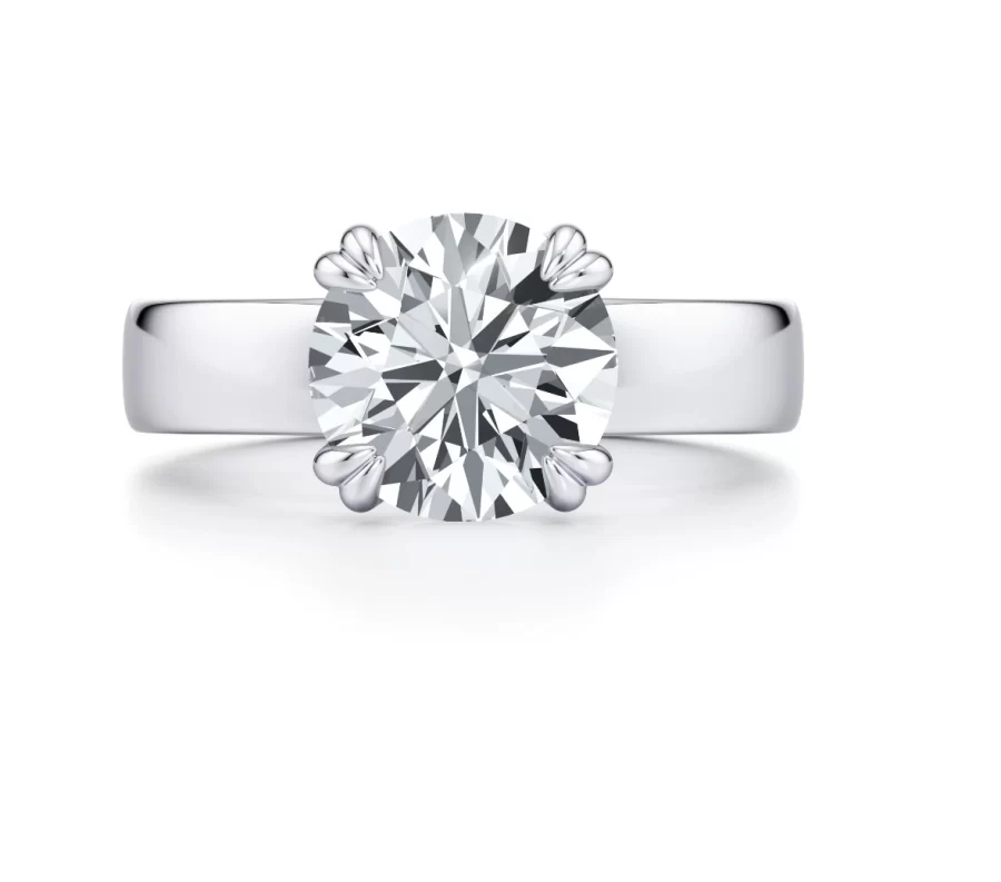 Alecia 1.5ct lab diamond solitaire ring in 14k white gold with double prong setting and sculptural band. Ethical, timeless, and luxurious.