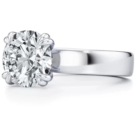 Alecia Solitaire Lab Diamond Engagement Ring – 3.00ct Round Brilliant in 14k White Gold, Double Prong Setting & Sculptural Band