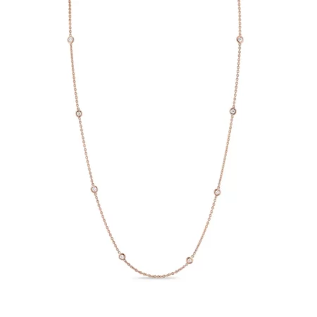 Bezel 1.25ct Lab Diamond Station Necklace in 14k Rose Gold