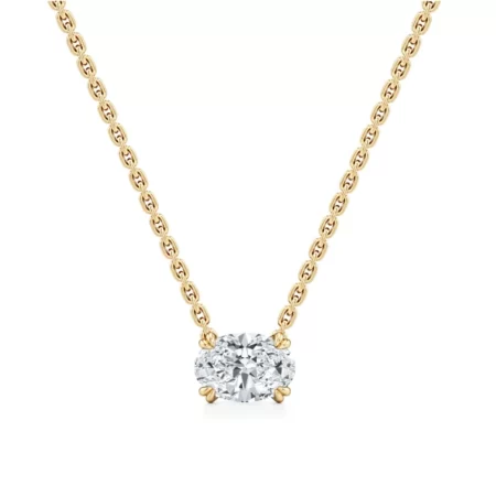 Marissa 1.25ct Oval Lab Diamond Pendant with Hidden Halo – 14k Gold Luxury Necklace by Ella Landon | Mastercrafted Ethical Jewelry